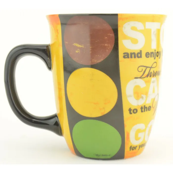 Carson Home Accents - 14 Oz. Ceramic Mug - Stop Caution Go - 4.375" Tall