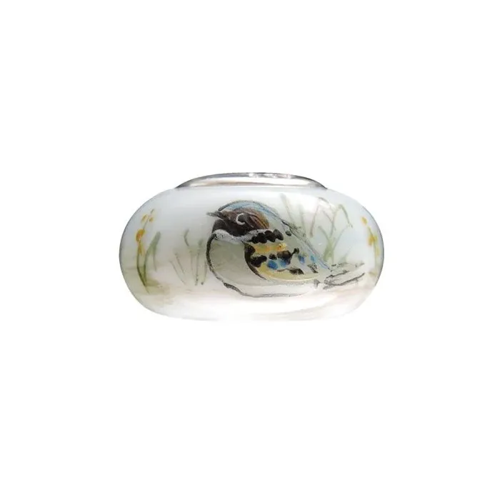 Fenton Art Glass Artisan Crafted Bead - Whipperwill - Sterling Silver Lined