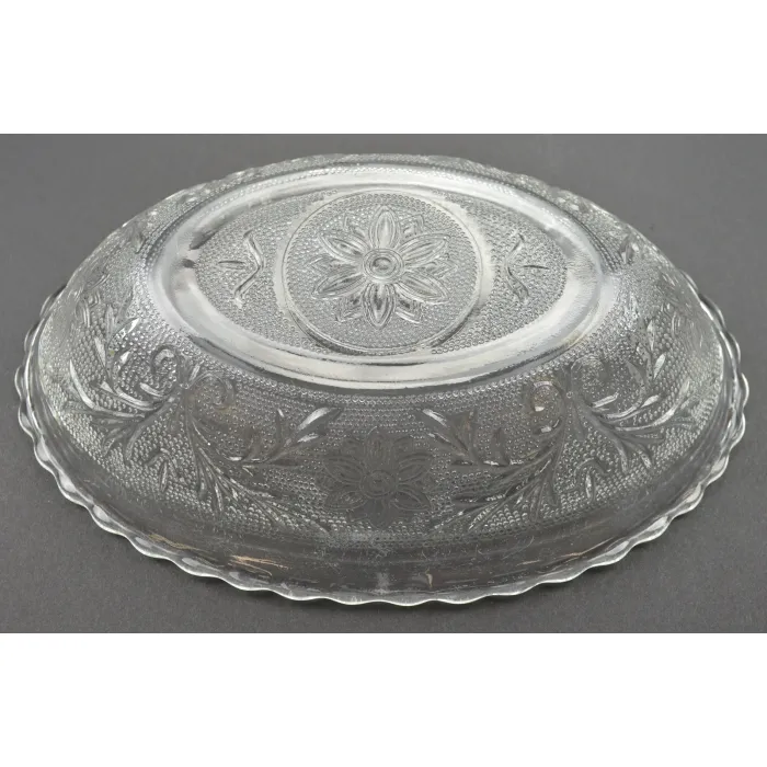 Anchor Hocking Glass - Sandwich Clear Pattern - Oval Bowl - 8.5 "
