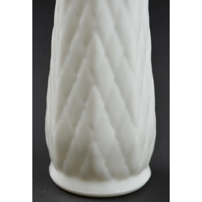 E.O. Brody - M147 Vase - Milk Glass Diamond Quilted Pattern - 8.75" Tall