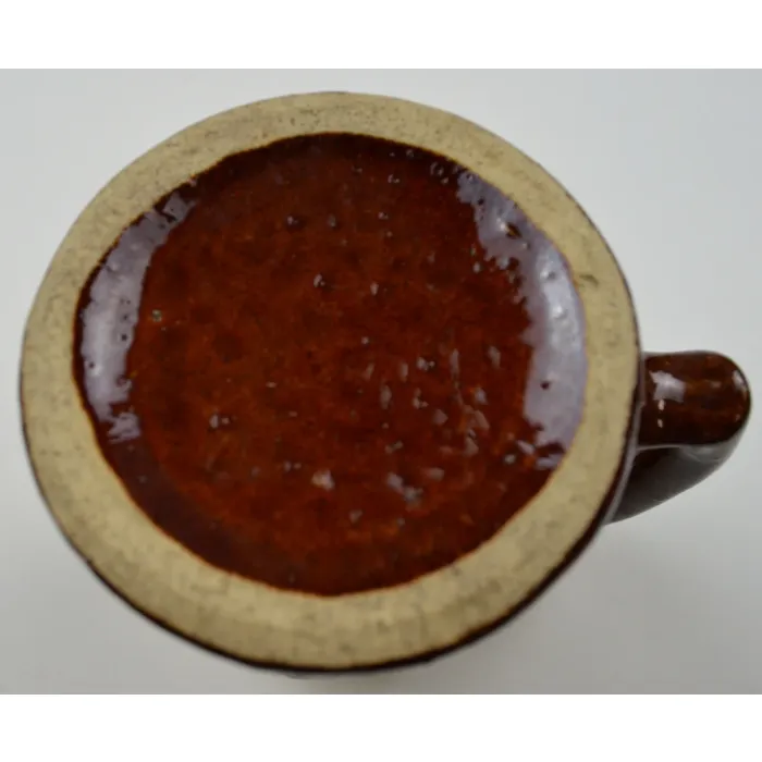 Vintage Windmill & Grape Pattern Salt Glazed Pottery Mug - 4.875" Tall