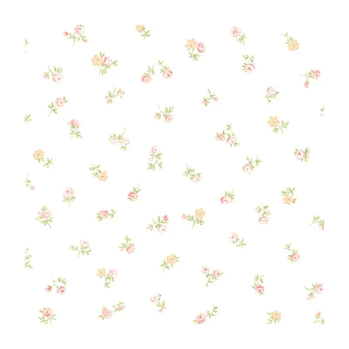 Shabby Rose Buds Wallpaper Light Pink, Green, Beige Norwall Wallcovering AB31062
