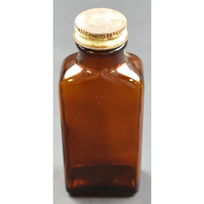 Vintage Brown Glass Pharmacy Medicine Bottle - 5" Tall