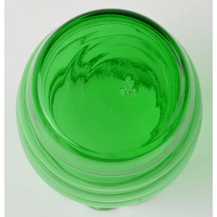 Anchor Hocking Forest Green Pattern - Crimped Vase - 7" Tall