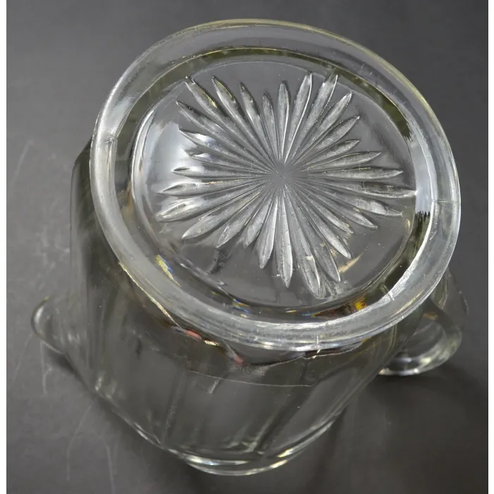 Clear Cut Glass Panel Design Ice Lipped Pitcher - 7.75" Tall