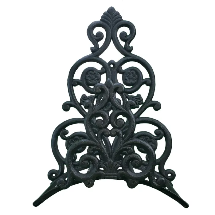 Floral & Spade Garden Hose Holder - Black Cast Iron - 13.25" Tall