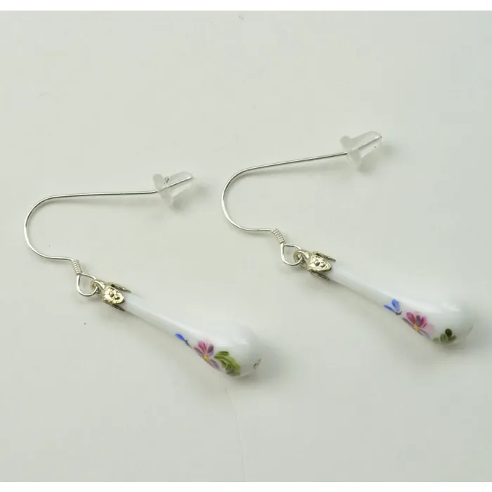 Fenton Art Glass - Hand Painted Teardrop Earrings - Hope - Handcrafted