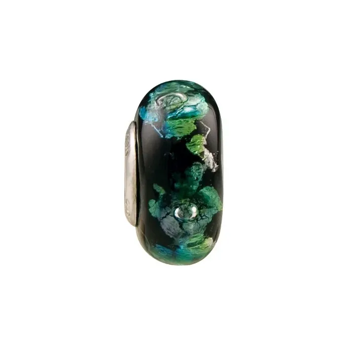 Fenton Art Glass Artisan Crafted Bead - Abyss - Sterling Silver Lined