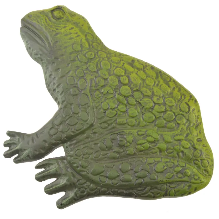 Decorative Sitting Frog Stepping Stone - Green Cast Iron - 12.75" Long