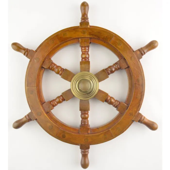 Decorative Wall Hanging - Wooden Ship Wheel - 12 3/4" Wide