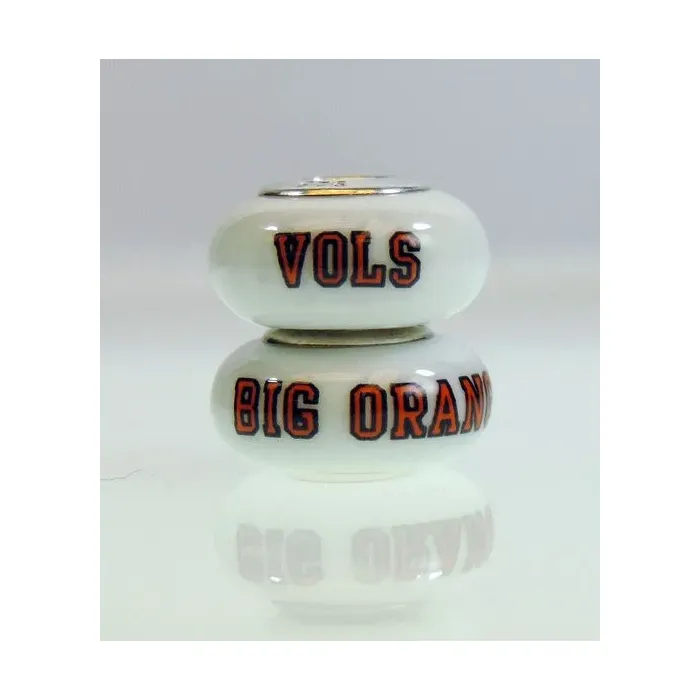 Fenton Milk Glass Collegiate Bead - Tennessee Vols - Sterling Silver Lined