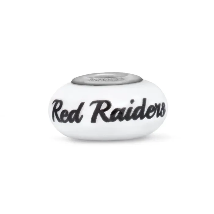Fenton Milk Glass Collegiate Bead - Texas Tech - Sterling Silver Lined
