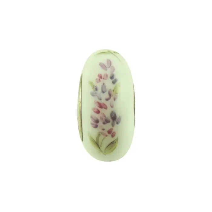 Fenton Art Glass Artisan Crafted Bead - Springtime Lilacs - Sterling Silver Core