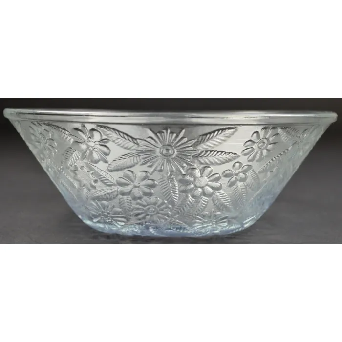 Indiana Glass - Pineapple & Floral Clear Pattern - Salad Bowl - 7.5" Wide
