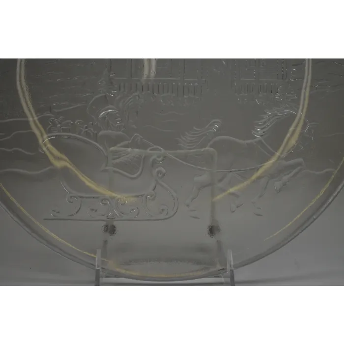 Clear Glass Winter Scene Serving Platter - 12.375" Wide