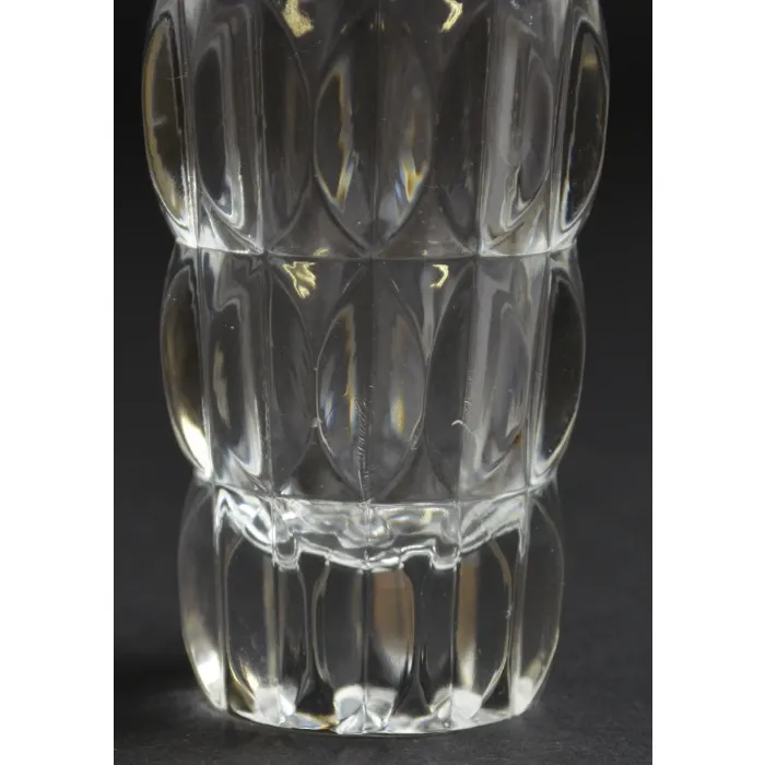 Clear Pressed Glass Flower Vase - Thumbprint Pattern - 5" Tall