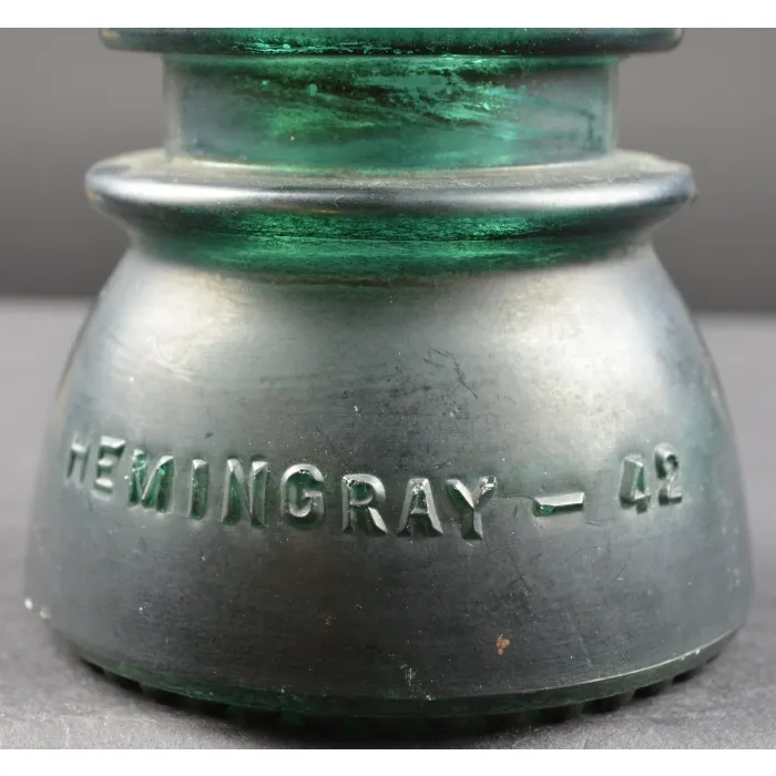 Vintage Hemingray No. 42 Teal Green Glass Insulator - 4.375" Tall