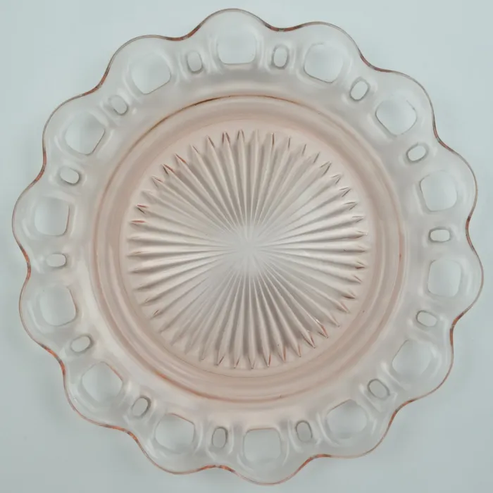 Anchor Hocking - Lace Edge Pink Pattern - Luncheon Plate