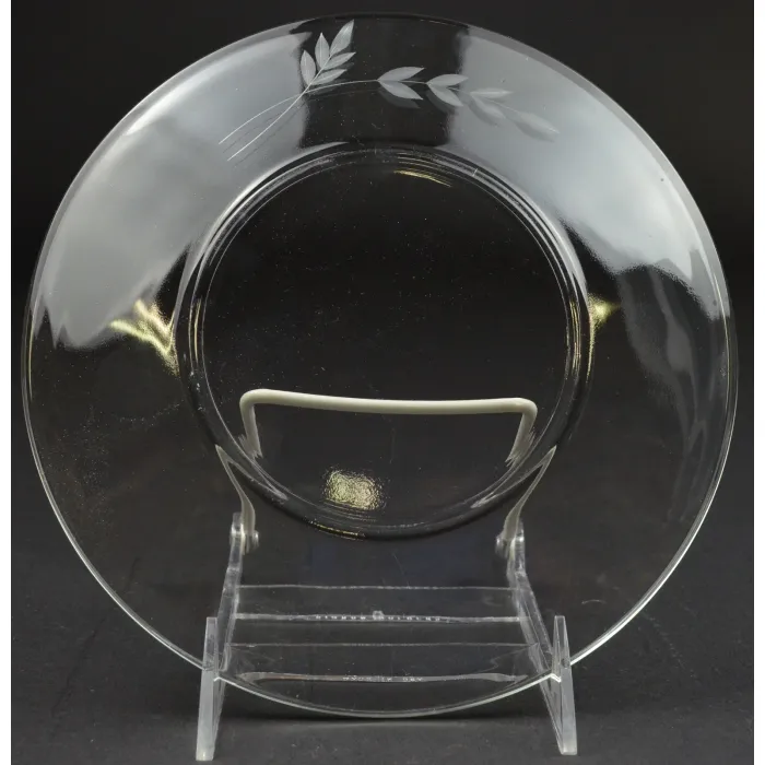 Clear Glass Luncheon Plate - Etched Wheat Pattern - 8" Round