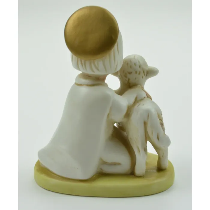 Homco Angel Holding Lamb Ceramic Figurine - #5605 - 4" Tall