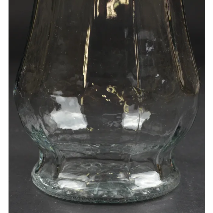 Vintage Clear Glass Panel Pattern Footed Flower Vase - 9.75" Tall
