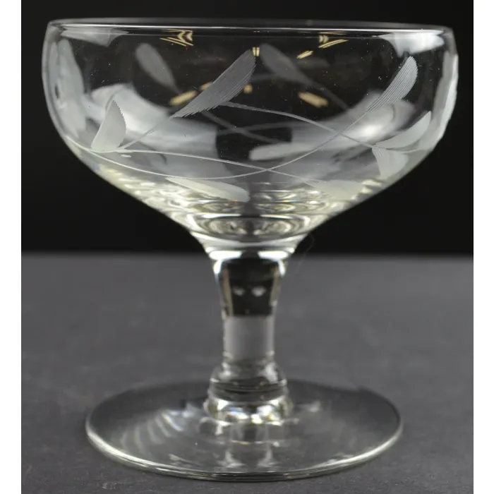Clear Etched Glass Floral Pattern Sherbet - 3.5" Tall