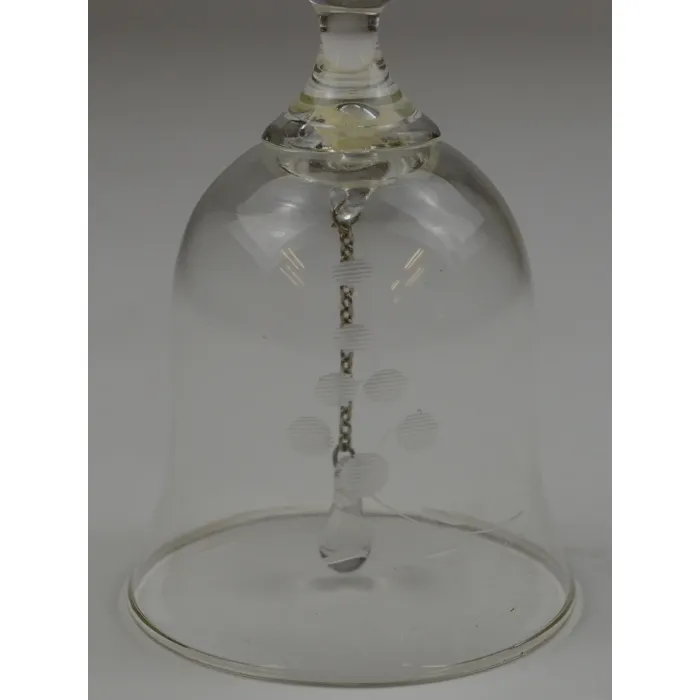 Clear Etched Glass Bell With Frosted Animal Handle - 5.875" Tall