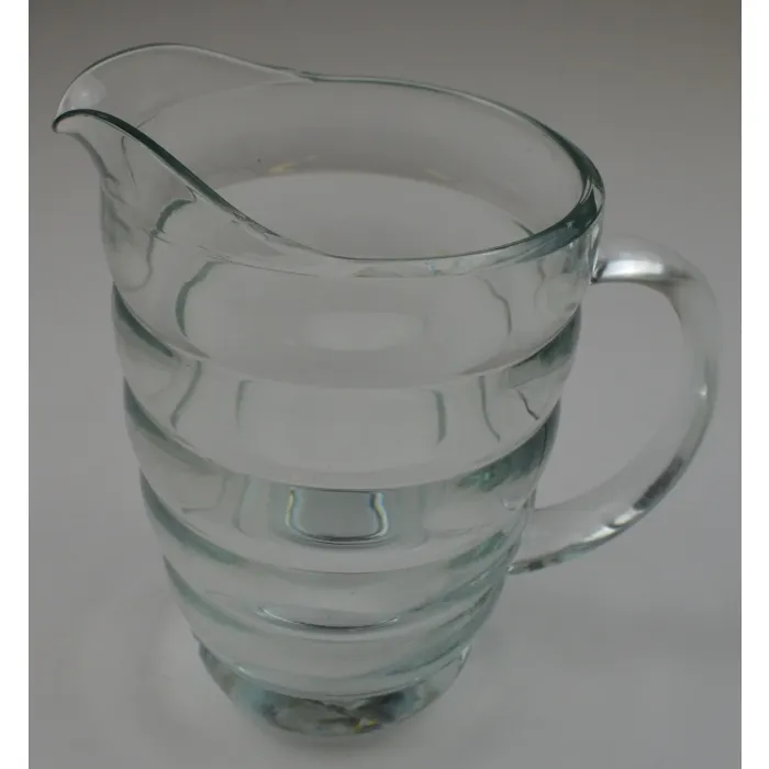 Ribbed Pattern Clear Glass Beverage Pitcher - 8.125" Tall