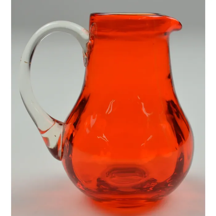 Blown Glass Creamer Pitcher - Amberina - 3.75" Tall