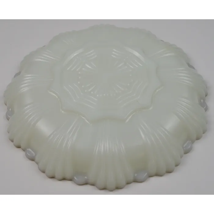 Anchor Hocking Glass Fire King 3 Part Relish Dish - Milk Glass Gold Trim