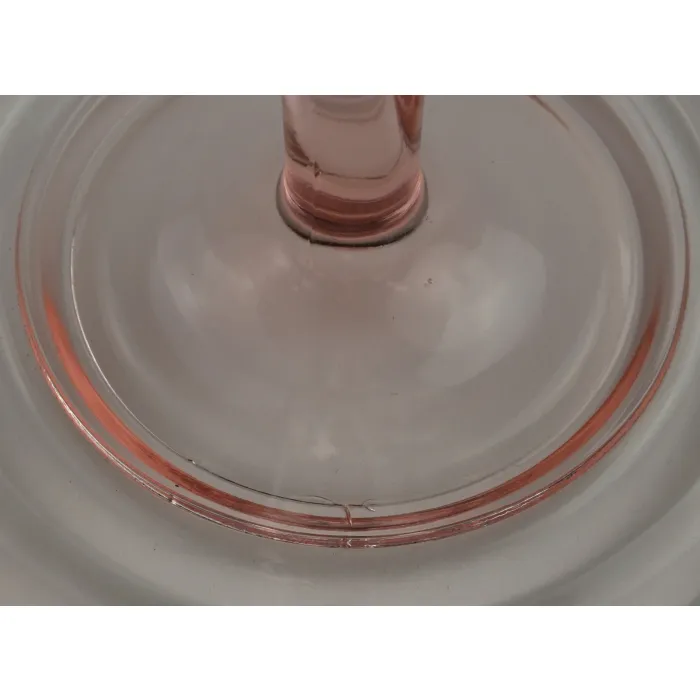 Pink Glass Tidbit Tray - Etched Floral & Crisscross Pattern