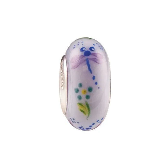 Fenton Art Glass Artisan Crafted Bead - Mischievous Dragonfly - St Silver Lined