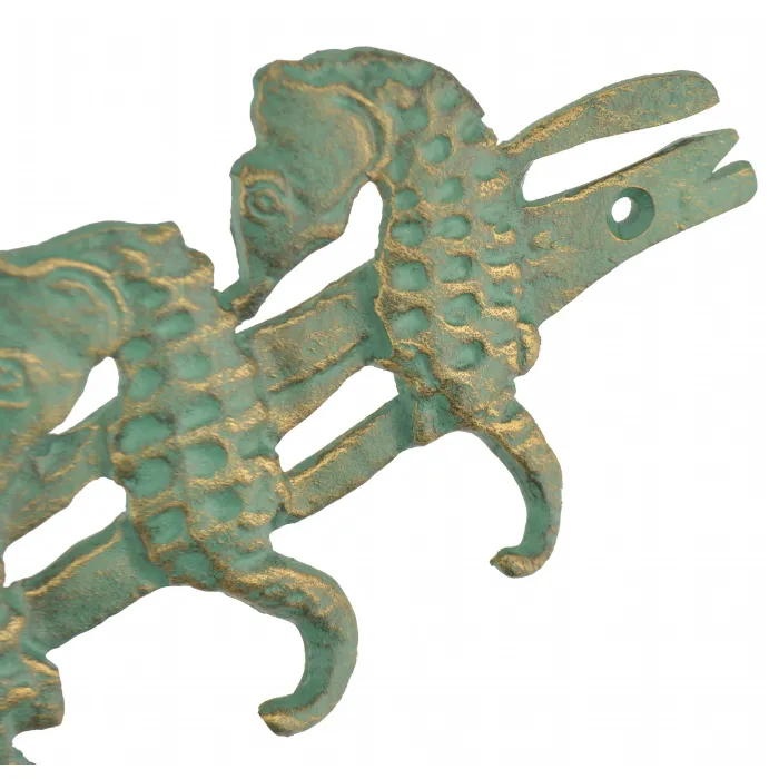 Metal Wall Hook Rack - Seahorses - 10" Wide