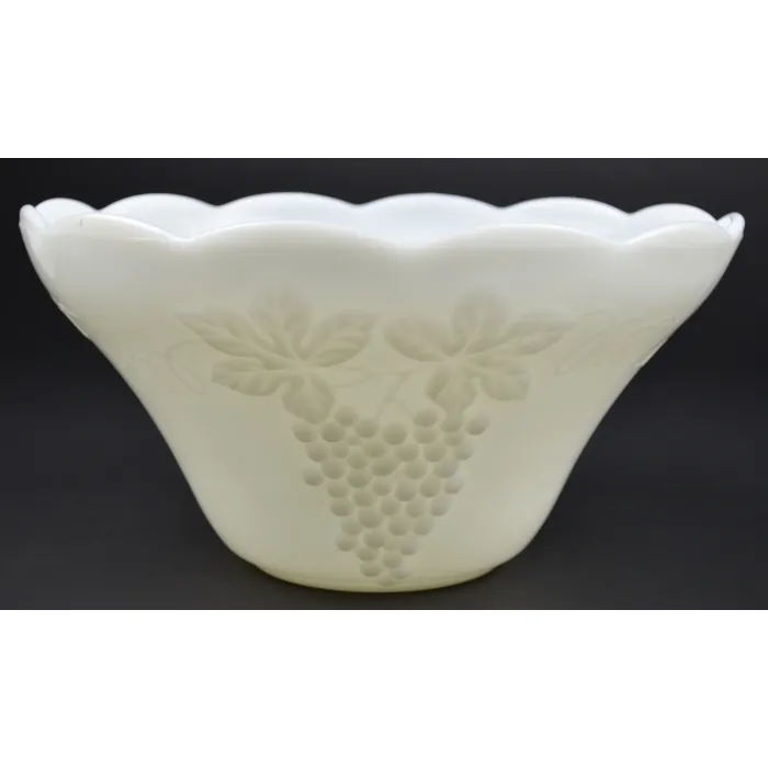Anchor Hocking Vintage Milk Glass Pattern - Punch Bowl - 12.375" Wide