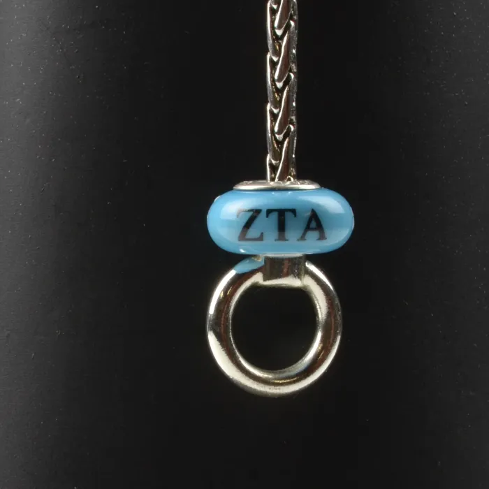 Fenton Art Glass Artisan Crafted Bead - Zeta Tau Alpha - Sterling Silver Lined