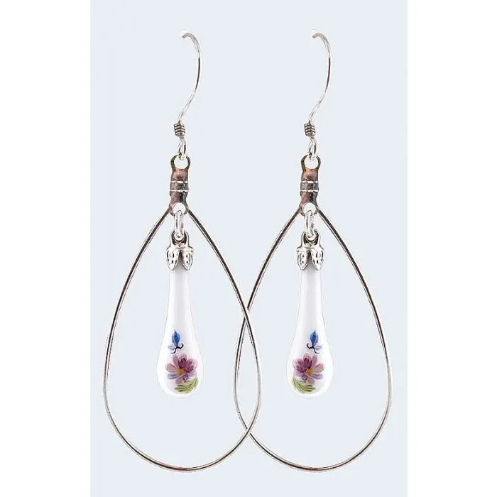 Fenton Art Glass - Hoop Style Teardrop Earrings - Hope - Handcrafted