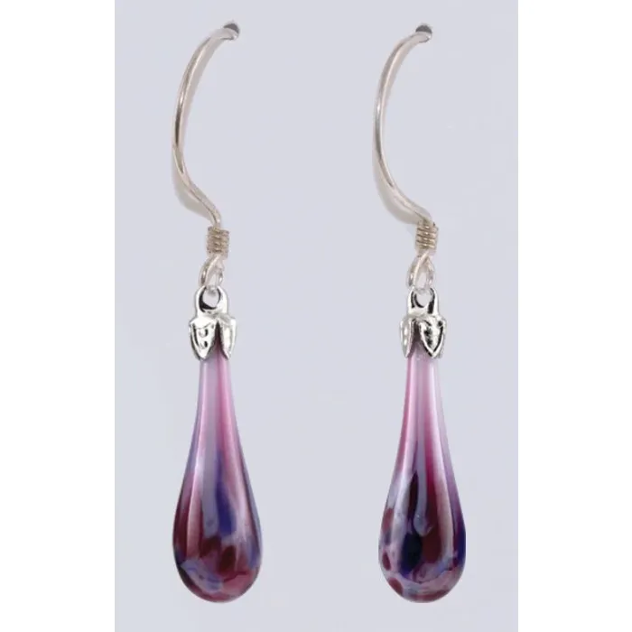 Fenton Art Glass - Mosaic Teardrop Earrings - Enchanted Berries - Handcrafted