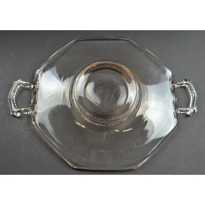 Vintage Pink Depression Glass Tidbit Plate With Handles