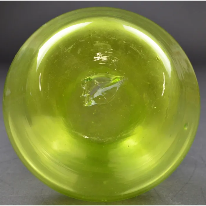 Vintage Hand Blown Glass Vaseline Color Flower Vase - 8" Tall