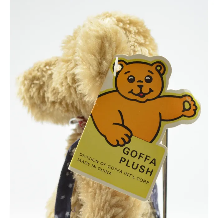 Goffa - Brown Plush Bear With Red Bow Tie - 13" Tall