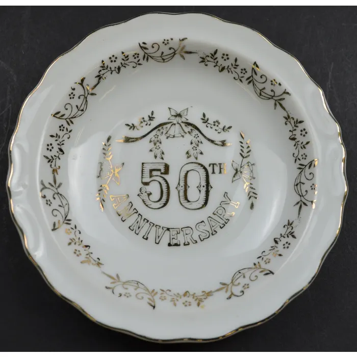 50th Anniversary Creamer & Underplate Set -  With Gold Embellishments