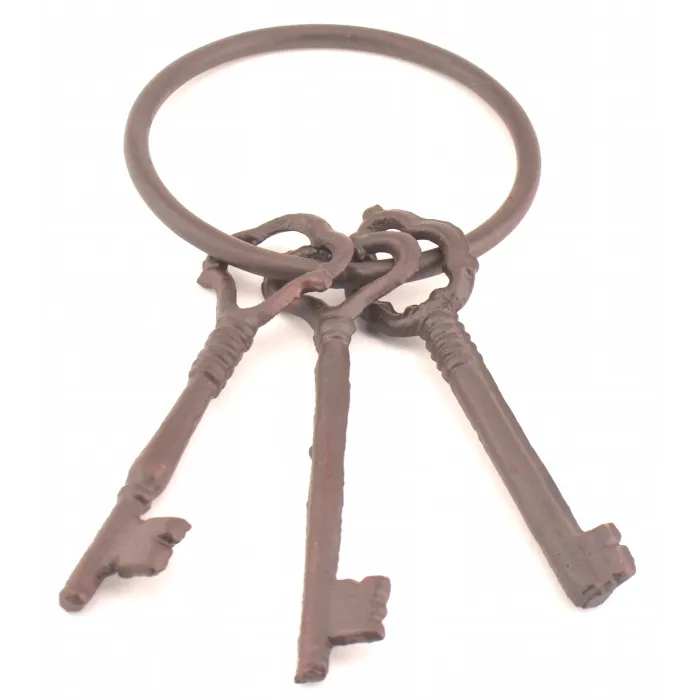 Decorative Cast Iron Jailers Key Ring - 3 Keys