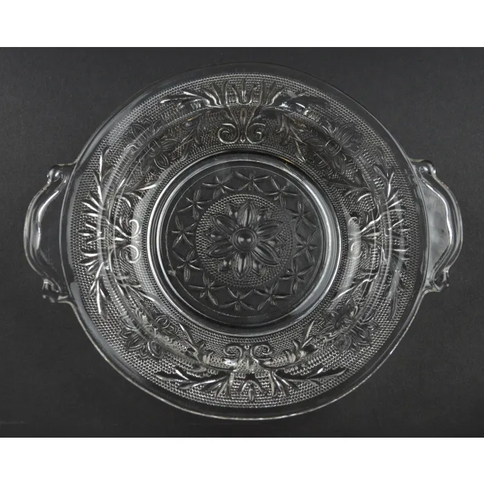Anchor Hocking Glass - Sandwich Clear Pattern - Butter Dish - 6.375" Round