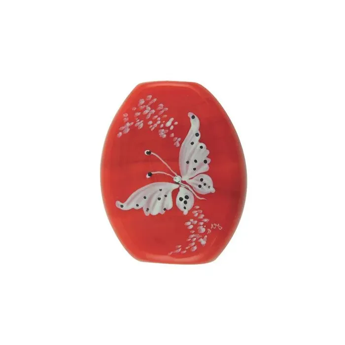 Fenton Artisan Crafted Glass Impression Bead - Chantilly Butterfly - 1.25" Oval