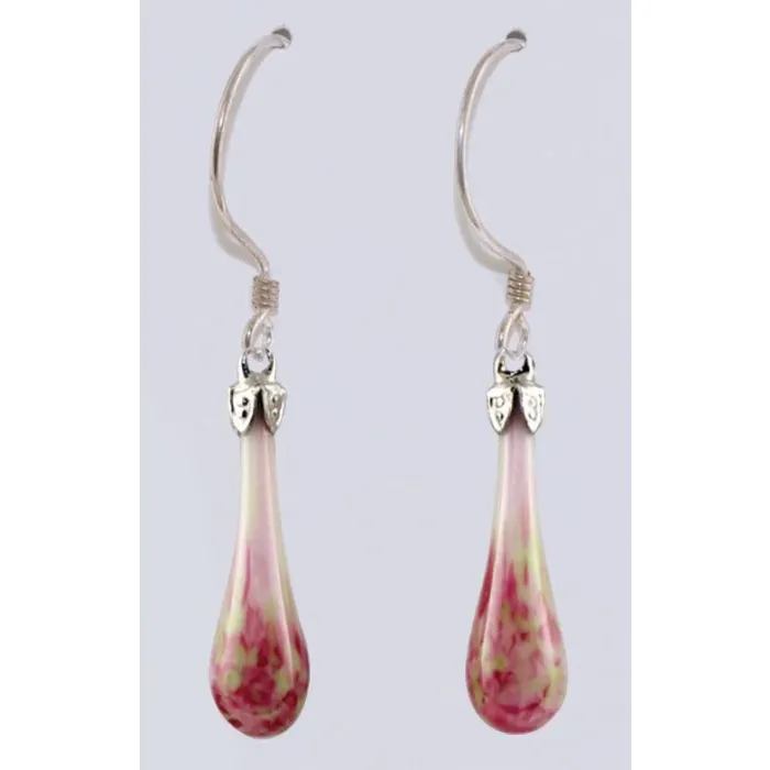 Fenton Art Glass - Mosaic Teardrop Earrings - Sweet Pea - Handcrafted