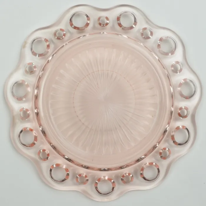 Anchor Hocking - Lace Edge Pink Pattern - Flat Cup Saucer