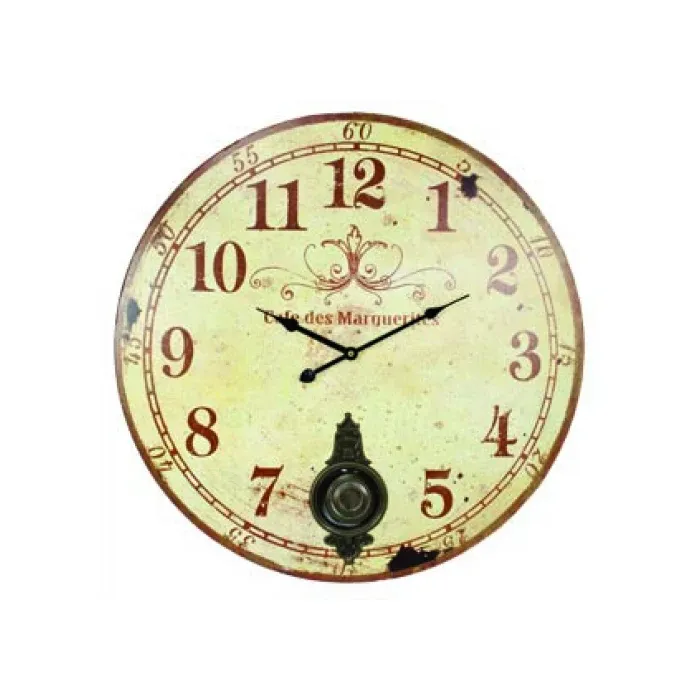 Large Hanging Wall Clock With Pendulum - Cafe Des Marguerites