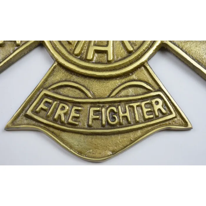 Firefighting Wall Plaque - Brass Covered Aluminum - 7.875" Wide