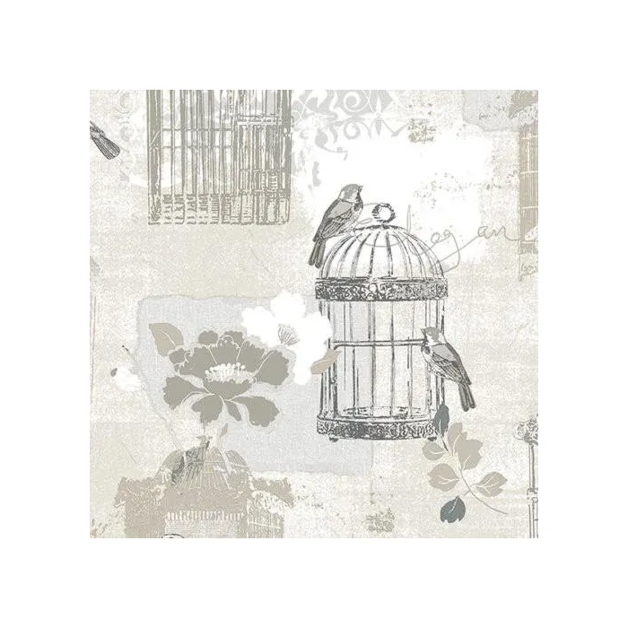 Victorian Birdcage Wallpaper Black, Tan Norwall Wallcovering KE29946