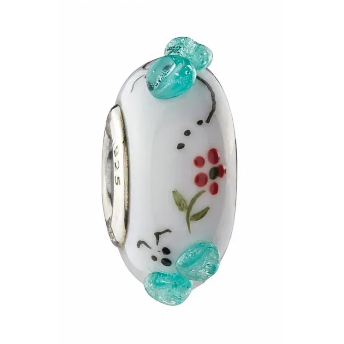 Fenton Art Glass Bead - Delightful Dragonfly - Sterling Silver Core